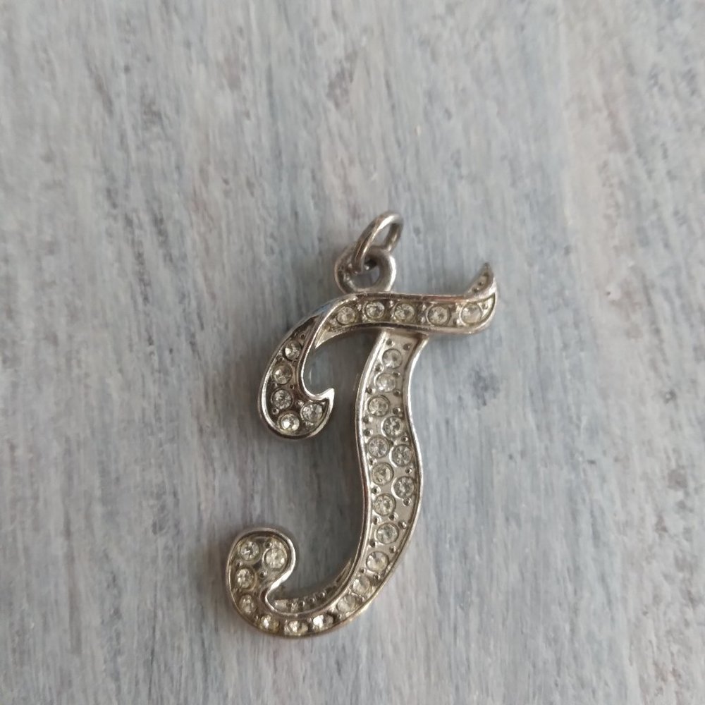 INITIAL "T" RHINESTONE PENDANT CHARM
